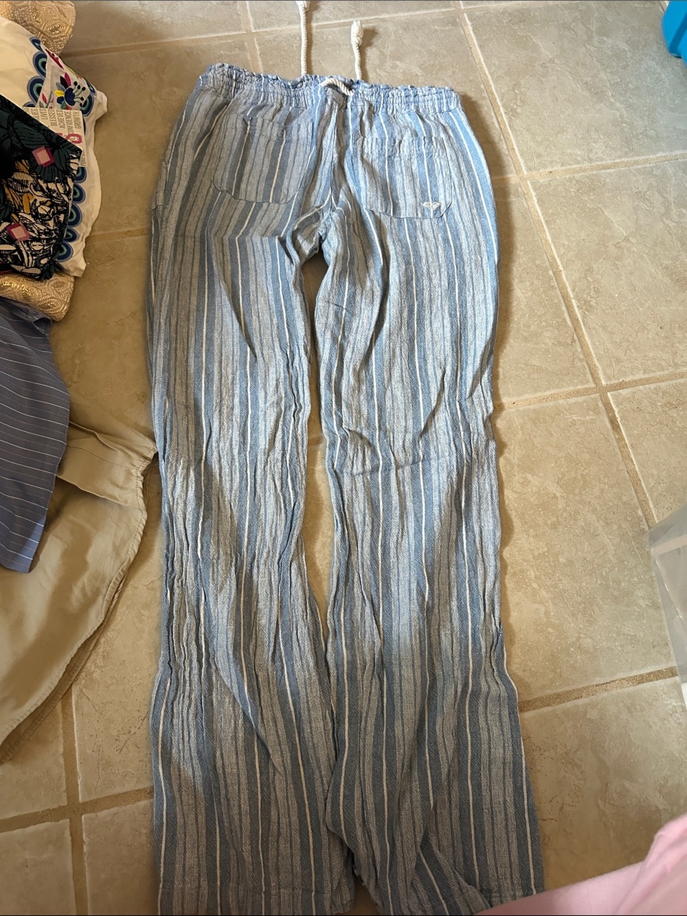 Light Blue Striped Roxy Pants - Picture 5 of 7